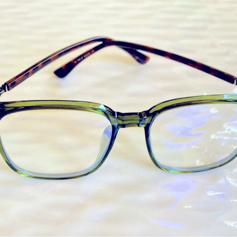 Green and Tortoise Blue Blocker Glasses - Picture 2 of 7
